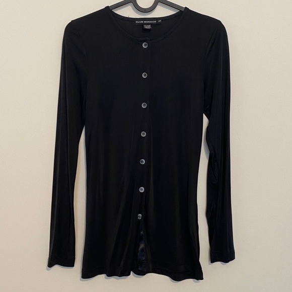 Club monaco black button blouse small preloved - Picture 1 of 3